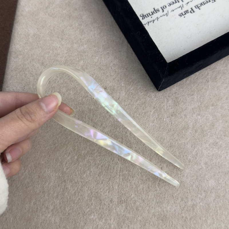 Maca Baka acetatna spona za kosu U‑oblik, korejski stil, prilagodljiva, Zima 2023