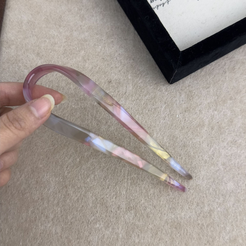 Maca Baka acetatna spona za kosu U‑oblik, korejski stil, prilagodljiva, Zima 2023