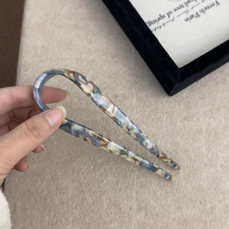 Maca Baka acetatna spona za kosu U‑oblik, korejski stil, prilagodljiva, Zima 2023