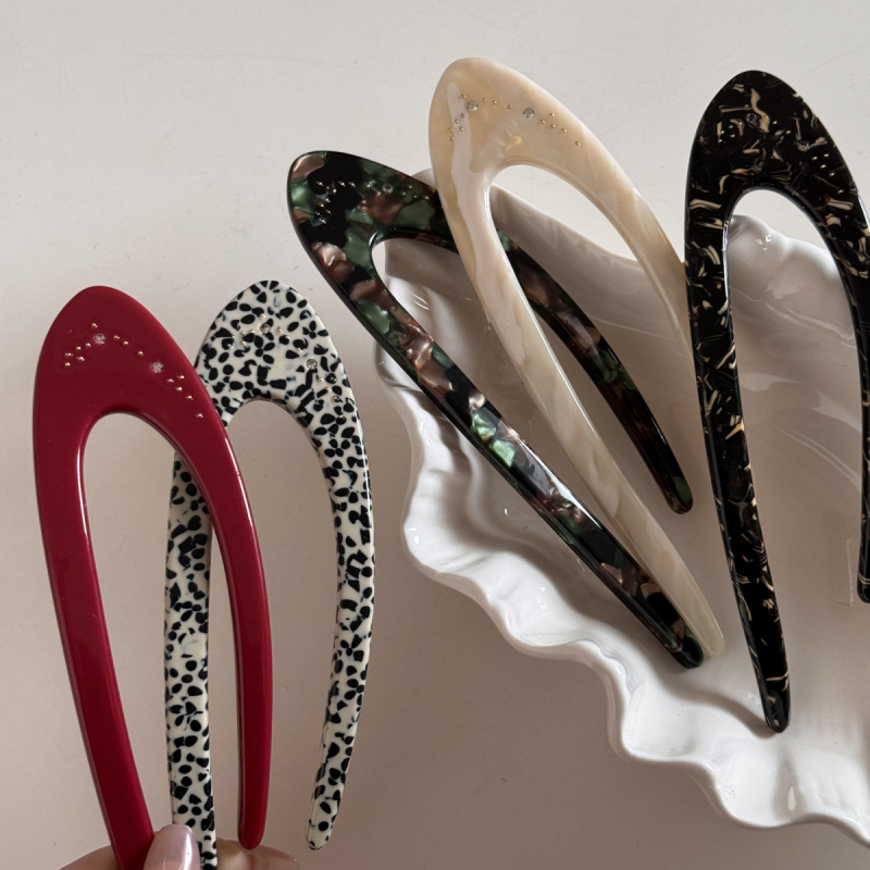 Štipaljka za kosu od acetata, korejski stil, U-oblik, geometrijski dizajn, prilagodljiva