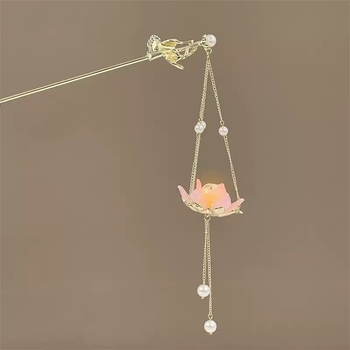 Fejdísz: kínai stílusú virág alakú fém hajtű bojttal (Hj-006)