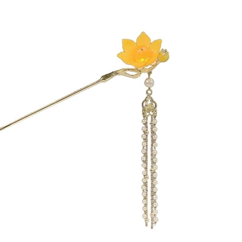 Fejdísz: kínai stílusú virág alakú fém hajtű bojttal (Hj-006)