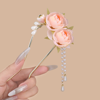 Hajcsat U- alakú gyöngyös bojtokkal, cink ötvözet, kínai stílus, Yiwu Zhejiang, 2025 nyár