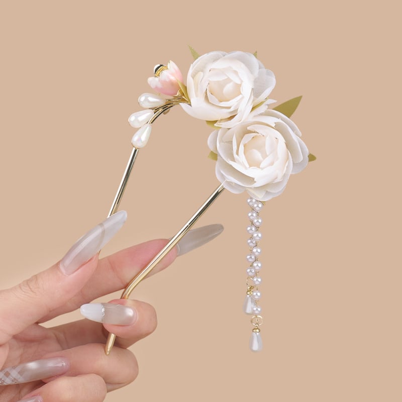 Hajcsat U- alakú gyöngyös bojtokkal, cink ötvözet, kínai stílus, Yiwu Zhejiang, 2025 nyár