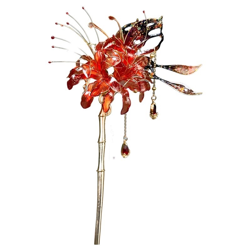 Hanfu-inspirirana krunica za kosu od plastike/smole s motivom leptira – dodatak za glavu, jesen 2024