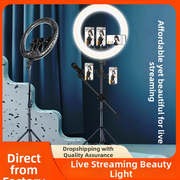 LED riņķa gaisma fotogrāfijai un tiešraidei, regulējams spilgtums, trīs krāsu temperatūras, 10–50W, 220V