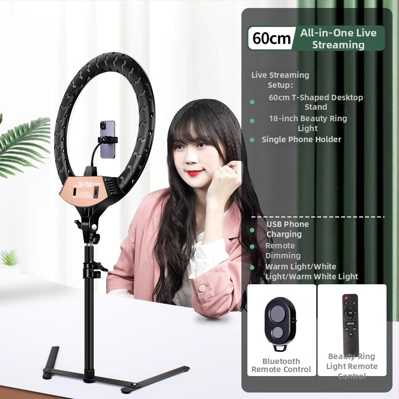 LED riņķa gaisma fotogrāfijai un tiešraidei, regulējams spilgtums, trīs krāsu temperatūras, 10–50W, 220V