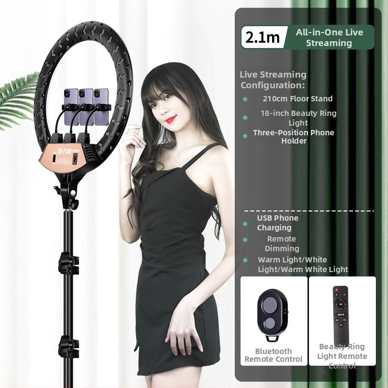 LED riņķa gaisma fotogrāfijai un tiešraidei, regulējams spilgtums, trīs krāsu temperatūras, 10–50W, 220V