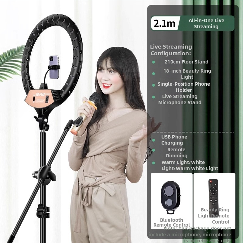 LED riņķa gaisma fotogrāfijai un tiešraidei, regulējams spilgtums, trīs krāsu temperatūras, 10–50W, 220V