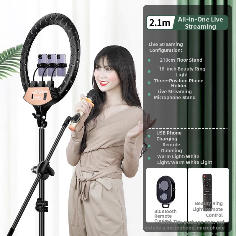 LED riņķa gaisma fotogrāfijai un tiešraidei, regulējams spilgtums, trīs krāsu temperatūras, 10–50W, 220V