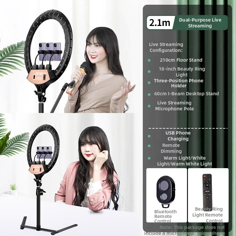 LED riņķa gaisma fotogrāfijai un tiešraidei, regulējams spilgtums, trīs krāsu temperatūras, 10–50W, 220V