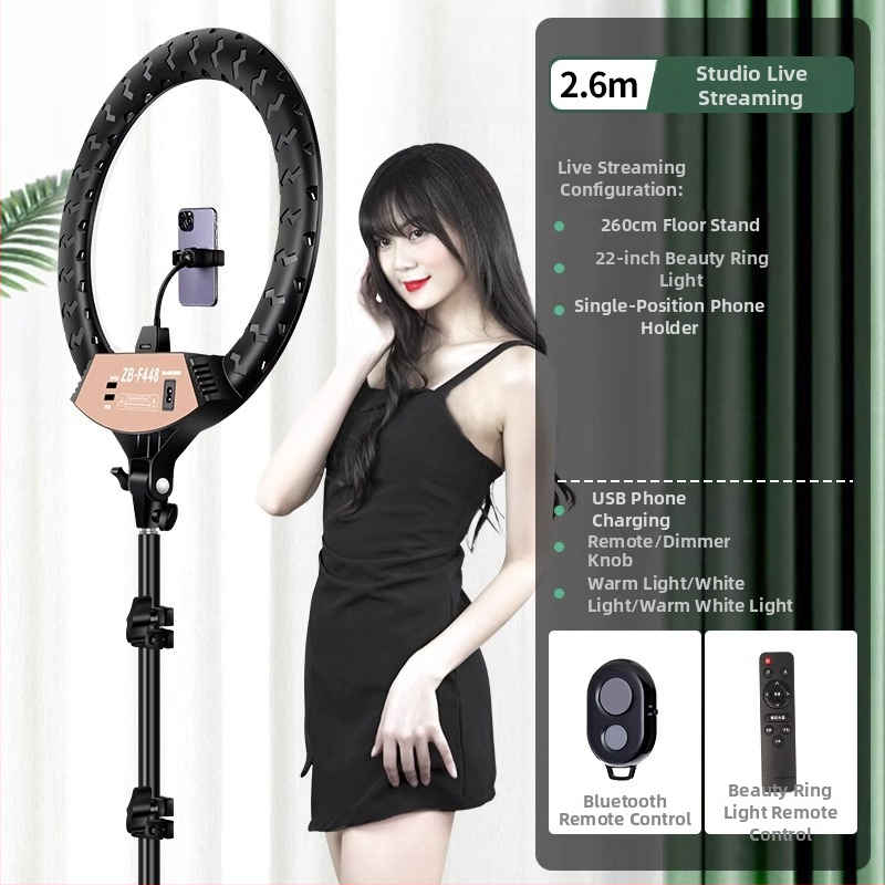 LED riņķa gaisma fotogrāfijai un tiešraidei, regulējams spilgtums, trīs krāsu temperatūras, 10–50W, 220V