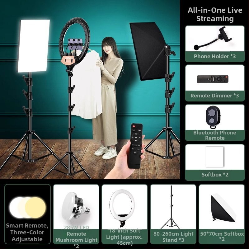 LED riņķa gaisma fotogrāfijai un tiešraidei, regulējams spilgtums, trīs krāsu temperatūras, 10–50W, 220V