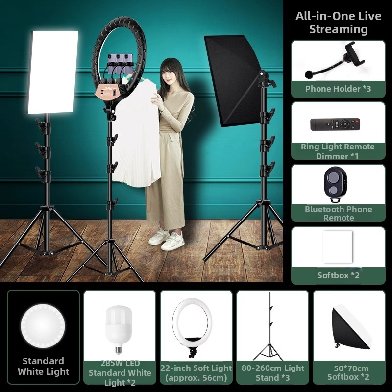 LED riņķa gaisma fotogrāfijai un tiešraidei, regulējams spilgtums, trīs krāsu temperatūras, 10–50W, 220V