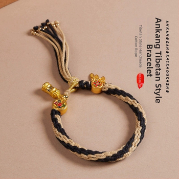 Τιβέτια Χειροποίητο Πλεκτό Βραχιόλι με Μάντρα – Προσαρμόσιμο, Εθνοτικό Στυλ, Unisex, Μάντρα έξι χαρακτήρων
