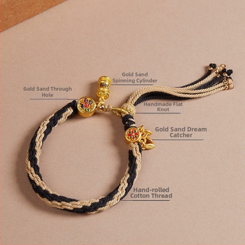 Τιβέτια Χειροποίητο Πλεκτό Βραχιόλι με Μάντρα – Προσαρμόσιμο, Εθνοτικό Στυλ, Unisex, Μάντρα έξι χαρακτήρων