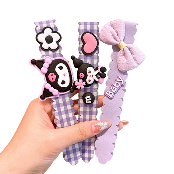 Vaikų plaukų juostelė su Kuromi motyvu, Cartoon stilius, audinys, Velcro užsegimas, rankų darbo