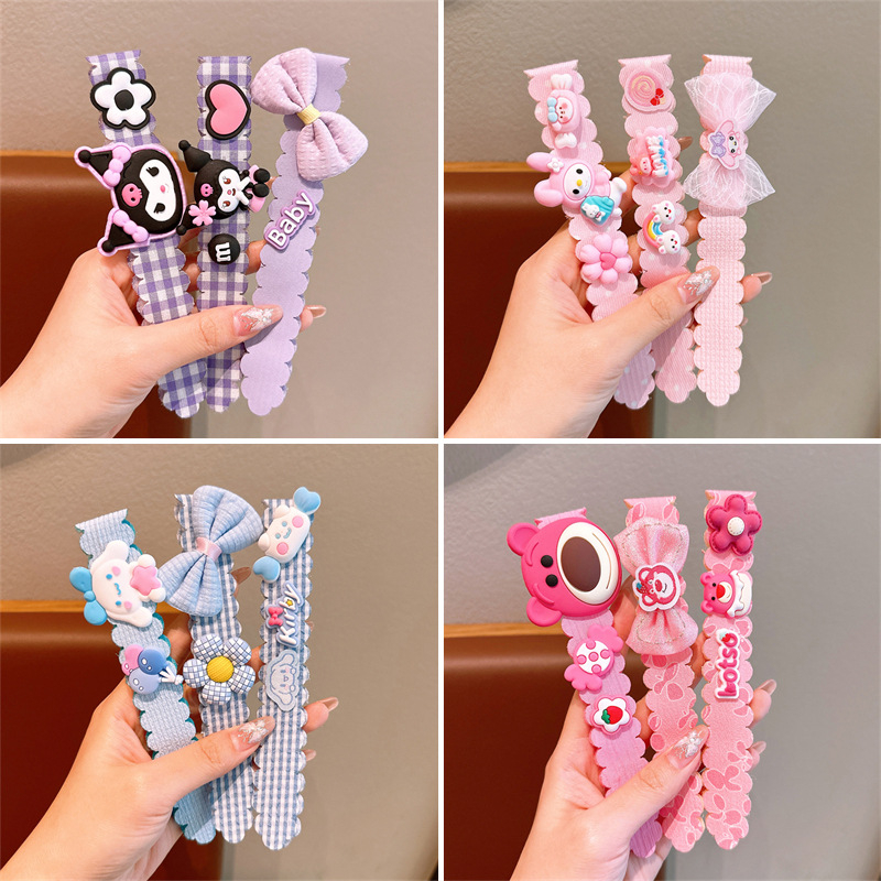 Vaikų plaukų juostelė su Kuromi motyvu, Cartoon stilius, audinys, Velcro užsegimas, rankų darbo