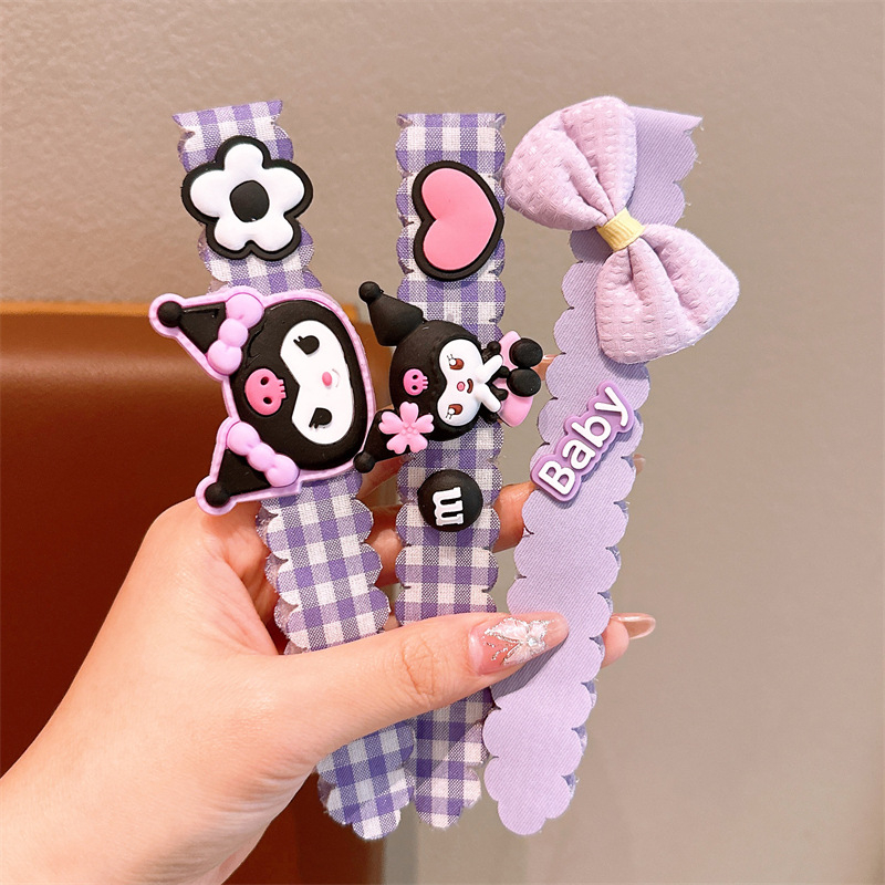 Vaikų plaukų juostelė su Kuromi motyvu, Cartoon stilius, audinys, Velcro užsegimas, rankų darbo