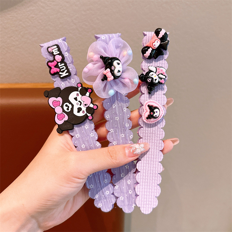 Vaikų plaukų juostelė su Kuromi motyvu, Cartoon stilius, audinys, Velcro užsegimas, rankų darbo