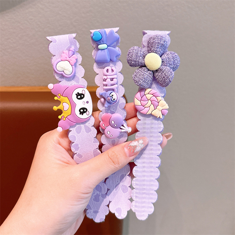 Vaikų plaukų juostelė su Kuromi motyvu, Cartoon stilius, audinys, Velcro užsegimas, rankų darbo