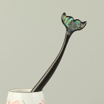 Hajni od ebenovog drveta s dizajnom riblje rep, retro Hanfu stil, geometrijski dizajn