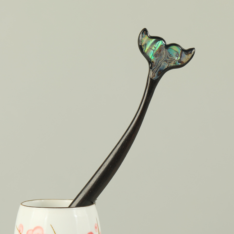 Hajni od ebenovog drveta s dizajnom riblje rep, retro Hanfu stil, geometrijski dizajn