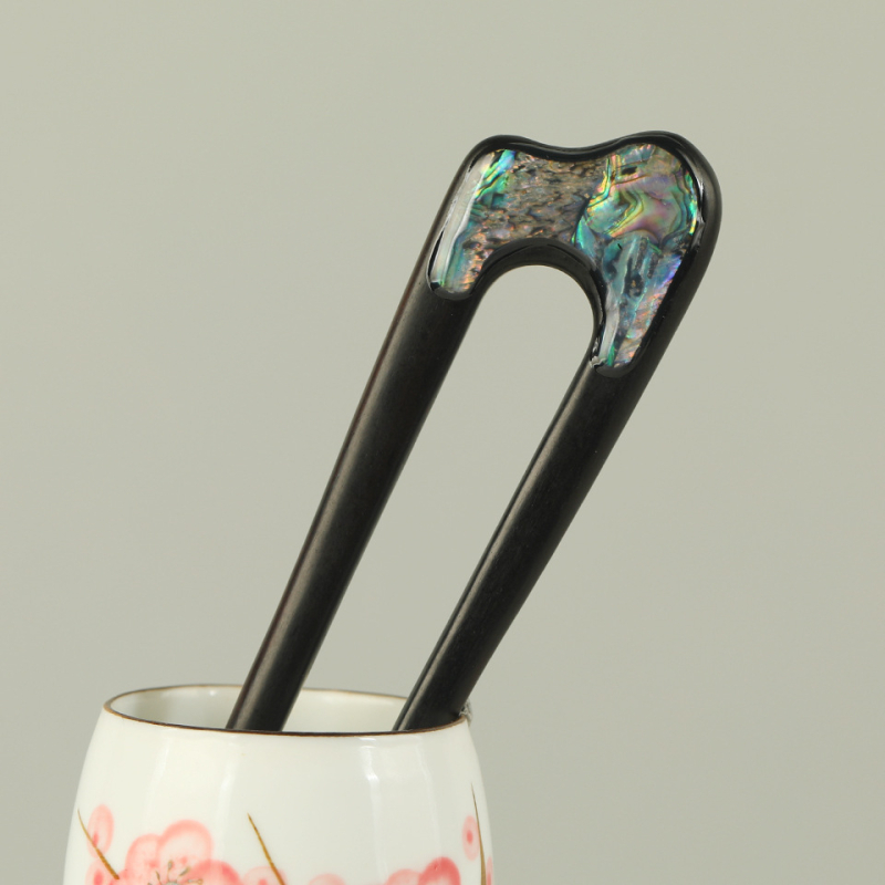 Hajni od ebenovog drveta s dizajnom riblje rep, retro Hanfu stil, geometrijski dizajn