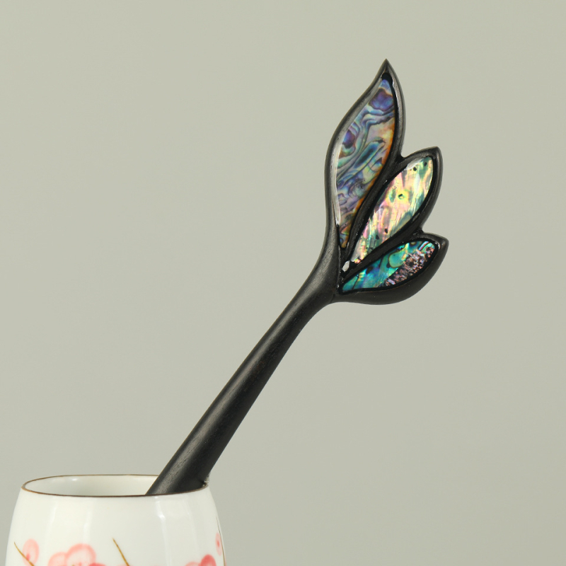 Hajni od ebenovog drveta s dizajnom riblje rep, retro Hanfu stil, geometrijski dizajn