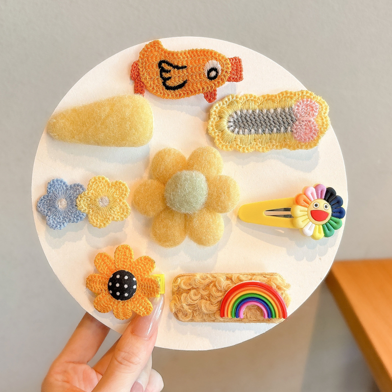 Laste juukseklemmide komplekt karikatuurilille kujundusega, bangs ja külgklemm, sobib 3–10-aastastele (Sügis 2025)