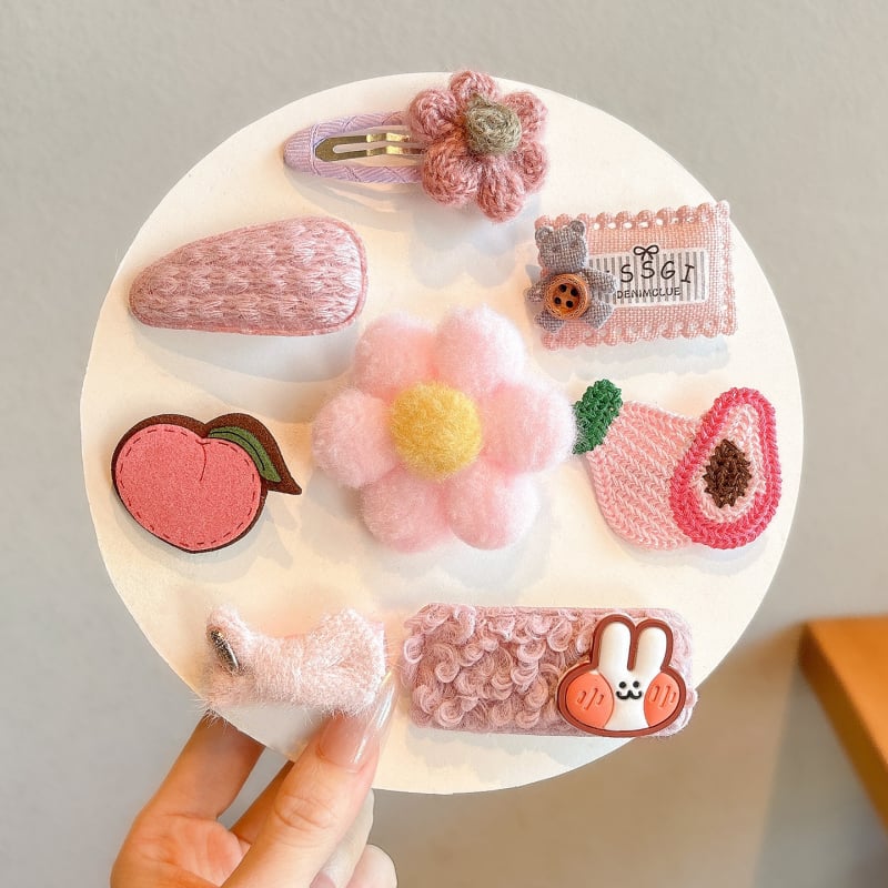 Laste juukseklemmide komplekt karikatuurilille kujundusega, bangs ja külgklemm, sobib 3–10-aastastele (Sügis 2025)