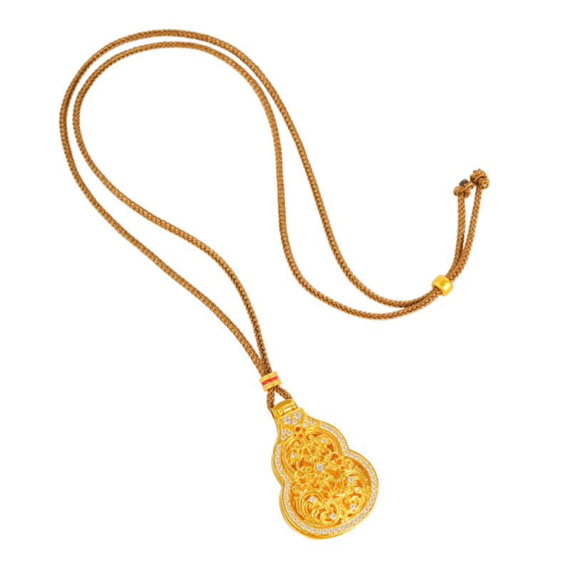 Ogrlica - Otvarajući bakren Buddha privjesak u obliku tikve, Vintage književno-retro stil, za žene (Materijal: Copper; Obrada: Electroplating; Značka: Puzuo)