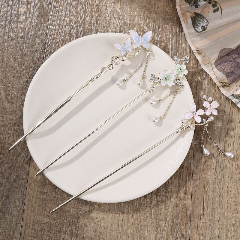 Igla za kosu u obliku cvijeta, od legure, s zlatnim uložkom, minimalistički stil