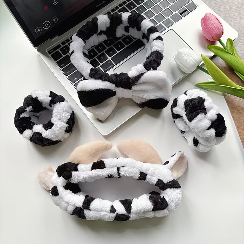 Set traka za glavu i narukvice od pliša, ručna izrada, visoka elastičnost, zima 2022