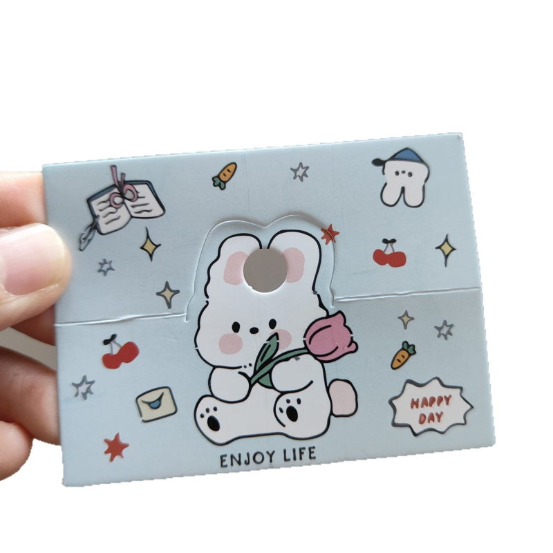 Matu aksesuāru iepakojuma kartītes, karikatūras dizains, salocītas papīra kartes, 100 gab., izlaišana rudens 2025.