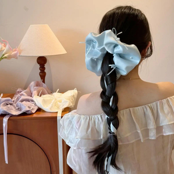 Elastična traka za kosu s velikom mašnom, od tkanine, model 45458, ručna izrada, stil japansko-korejski