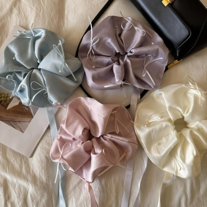 Elastična traka za kosu s velikom mašnom, od tkanine, model 45458, ručna izrada, stil japansko-korejski