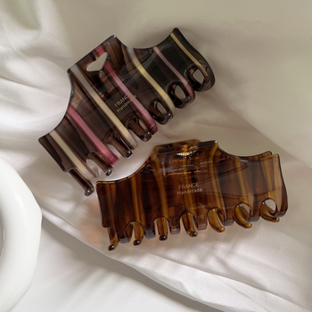 Ručno izrađena klipsa za kosu sa srcolikim prugama od octene kiseline – korejski stil, za žene, svježe i slatko