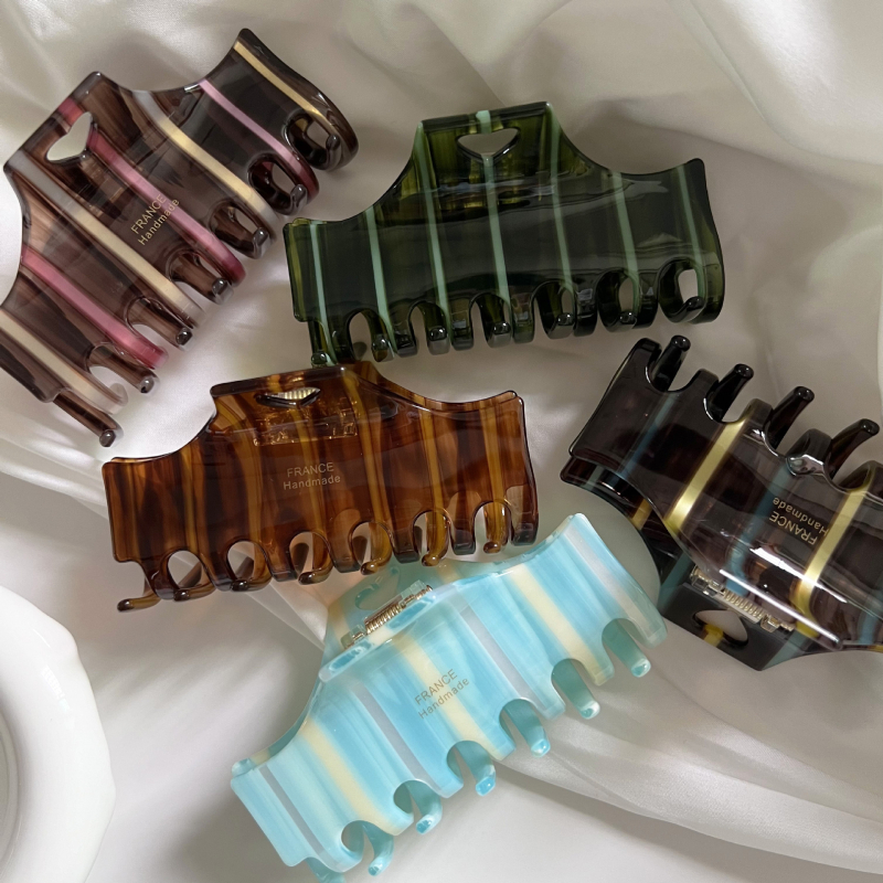 Ručno izrađena klipsa za kosu sa srcolikim prugama od octene kiseline – korejski stil, za žene, svježe i slatko