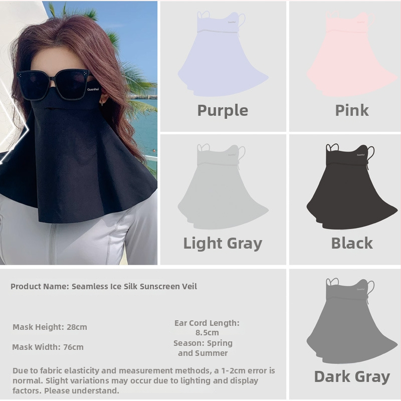 Mască facială cu protecție UV pentru vară – respirabilă, uscare rapidă, bandă din nylon pentru gât cu protecție solară
