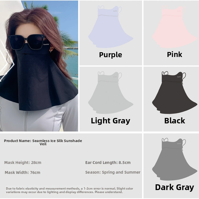 Mască facială cu protecție UV pentru vară – respirabilă, uscare rapidă, bandă din nylon pentru gât cu protecție solară
