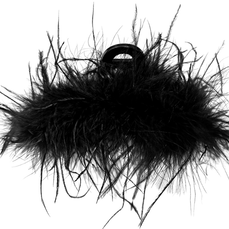 Huimei Acryl hair clip s Ostrich Feather - ručno izrađeno, Gripper tip