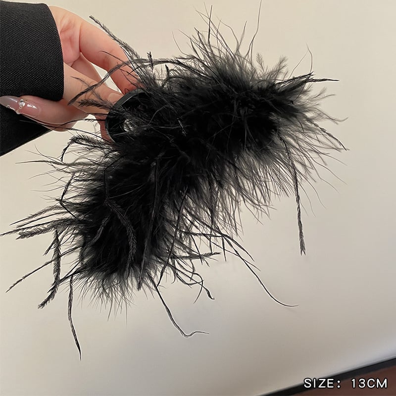 Huimei Acryl hair clip s Ostrich Feather - ručno izrađeno, Gripper tip