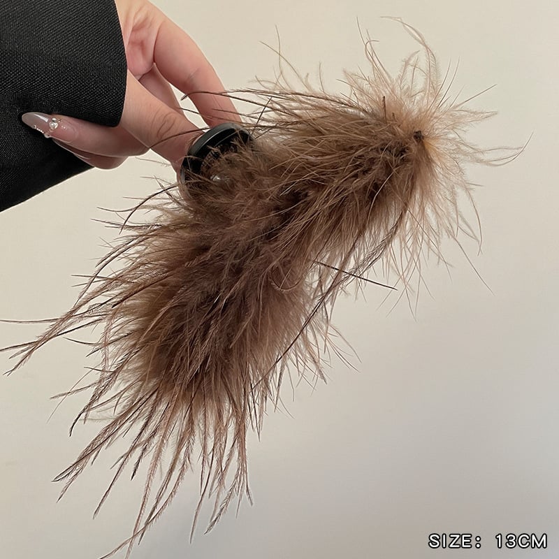 Huimei Acryl hair clip s Ostrich Feather - ručno izrađeno, Gripper tip