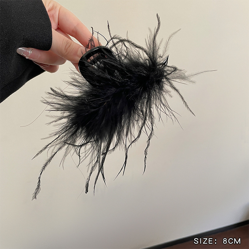 Huimei Acryl hair clip s Ostrich Feather - ručno izrađeno, Gripper tip