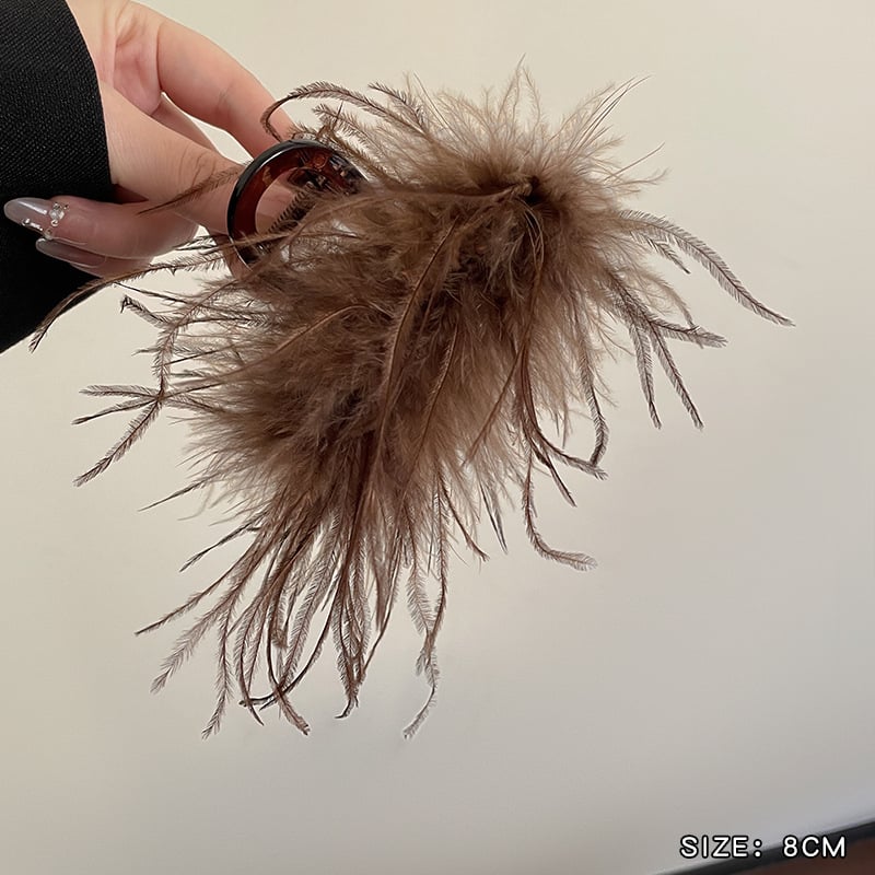 Huimei Acryl hair clip s Ostrich Feather - ručno izrađeno, Gripper tip