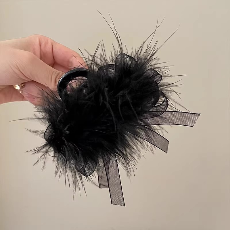 Huimei Acryl hair clip s Ostrich Feather - ručno izrađeno, Gripper tip