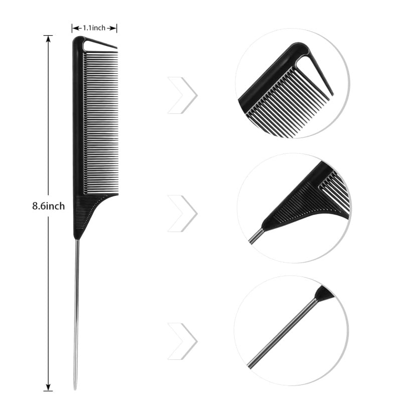 Алуминиев гребен за подстригване, за перманент и боядисване, с остър опашен връх и игловиден дизайн, подходящ за средно и къса коса