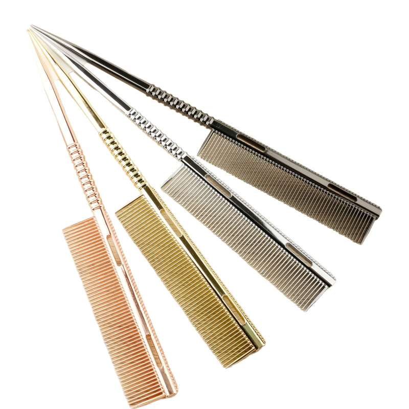 Алуминиев гребен за подстригване, за перманент и боядисване, с остър опашен връх и игловиден дизайн, подходящ за средно и къса коса