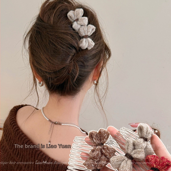 Панделкова щипка за коса, корейски стил, форма: панделка, материал: сплав, ръчна изработка, Зима 2025